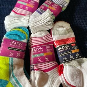 Gildan Smart Basics Ankle Socks 15 pairs -Multicolor Family Bundle NWT